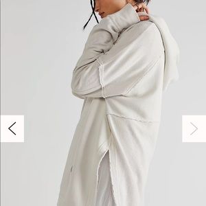 Free People Zoe cream hoodie NWT $148 size M oversized XL long slits at bottom